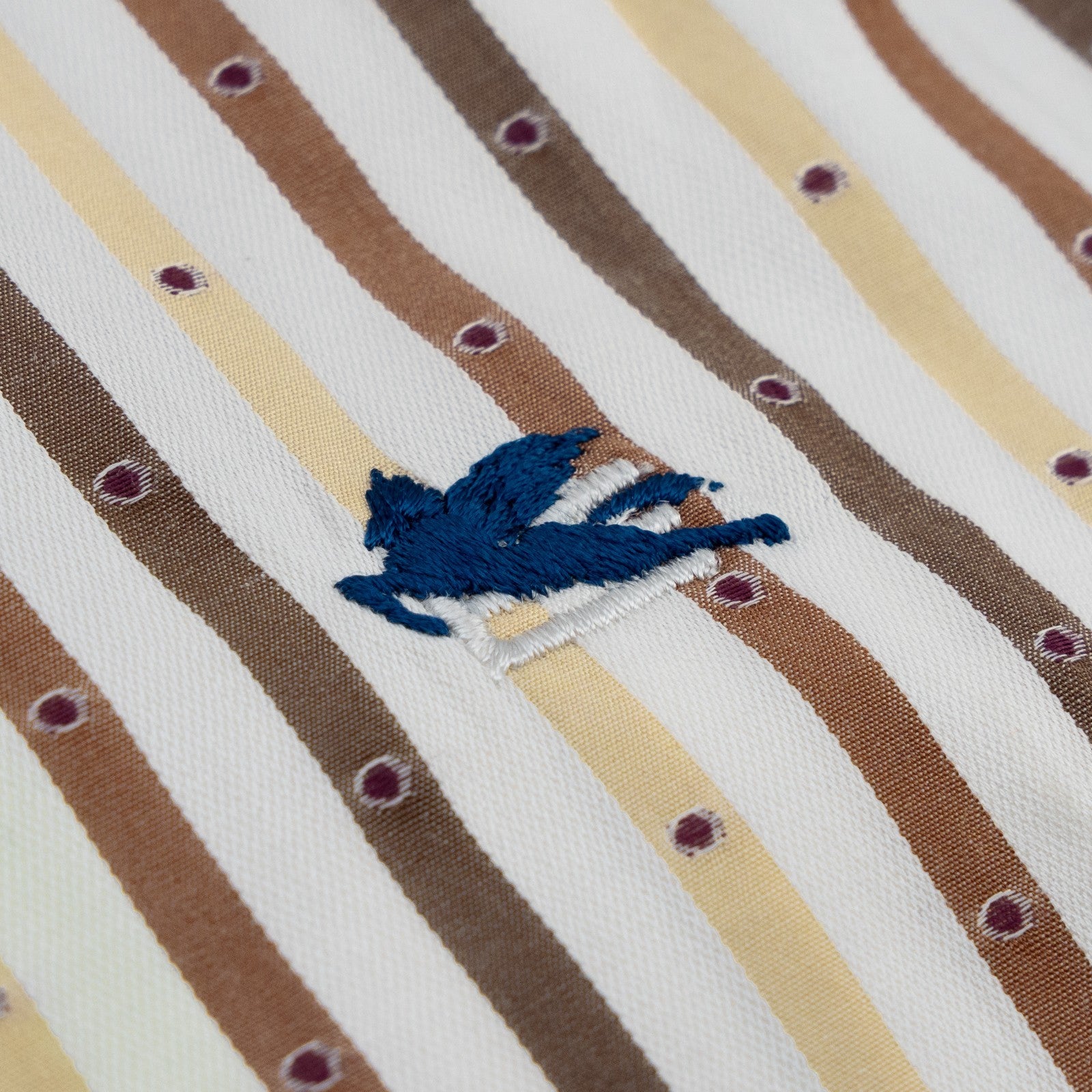 500$ ETRO MILANO Shirt Striped Yellow Brown Button Down 100% Cotton 16.5 - 42