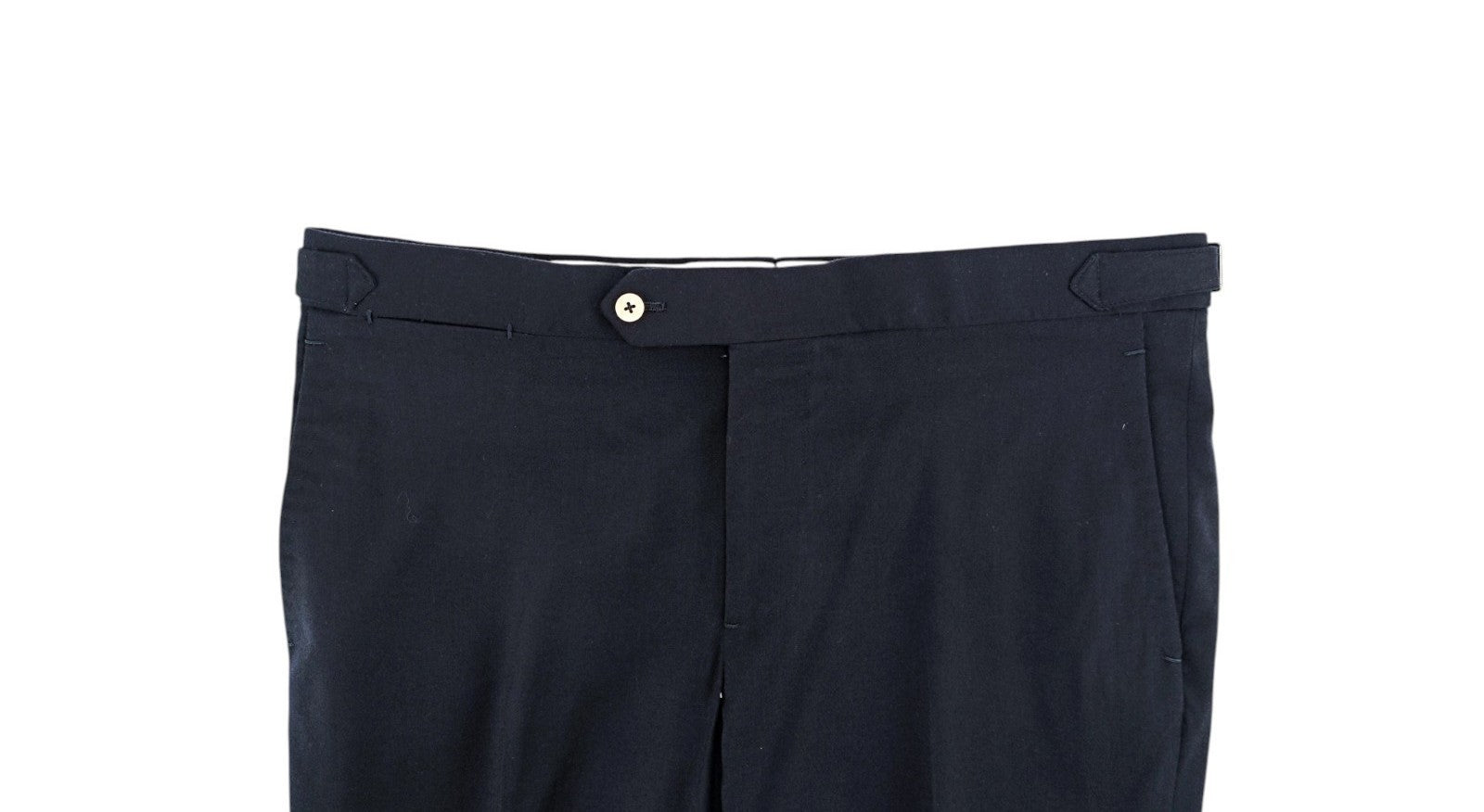 1350$ ISAIA Sanità Blue Navy Hand-Sewn Tapered Dress Pant Wool  32 US / 48 EU 7R