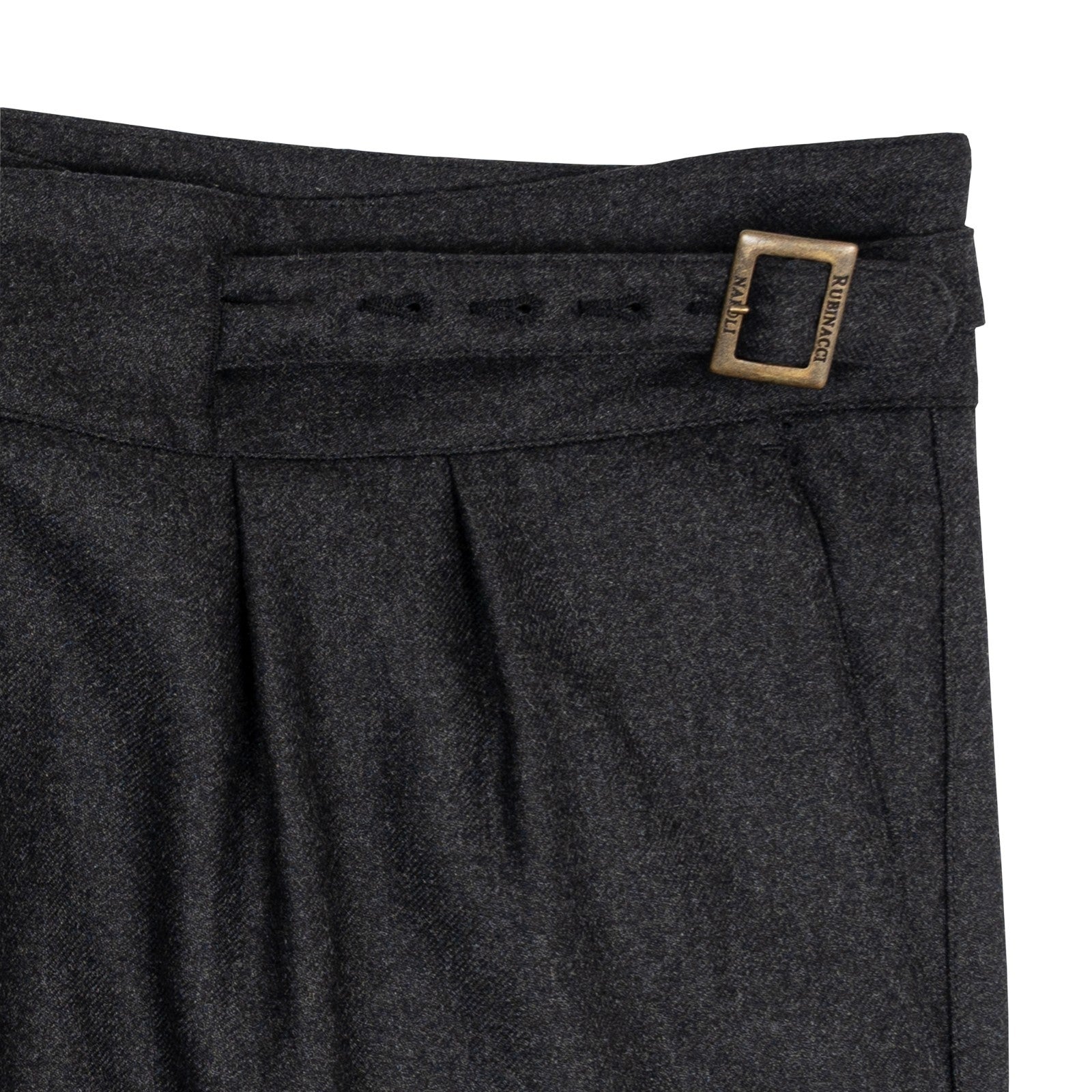 670$ RUBINACCI NAPOLI "Manny" Gray Flannel Wool High Rise Pant 40 US / 56 EU