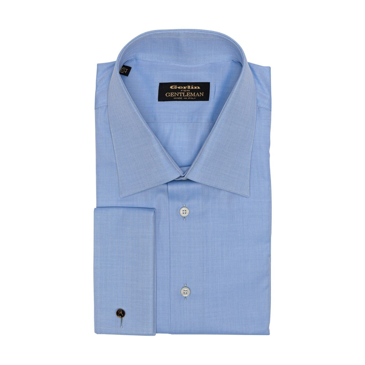 690$ LUXURY GERLIN Shirt French Cuffs Blue Fine Cotton  1G ZILLI
