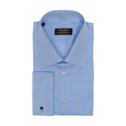 690$ LUXURY GERLIN Shirt French Cuffs Blue Fine Cotton  1G ZILLI