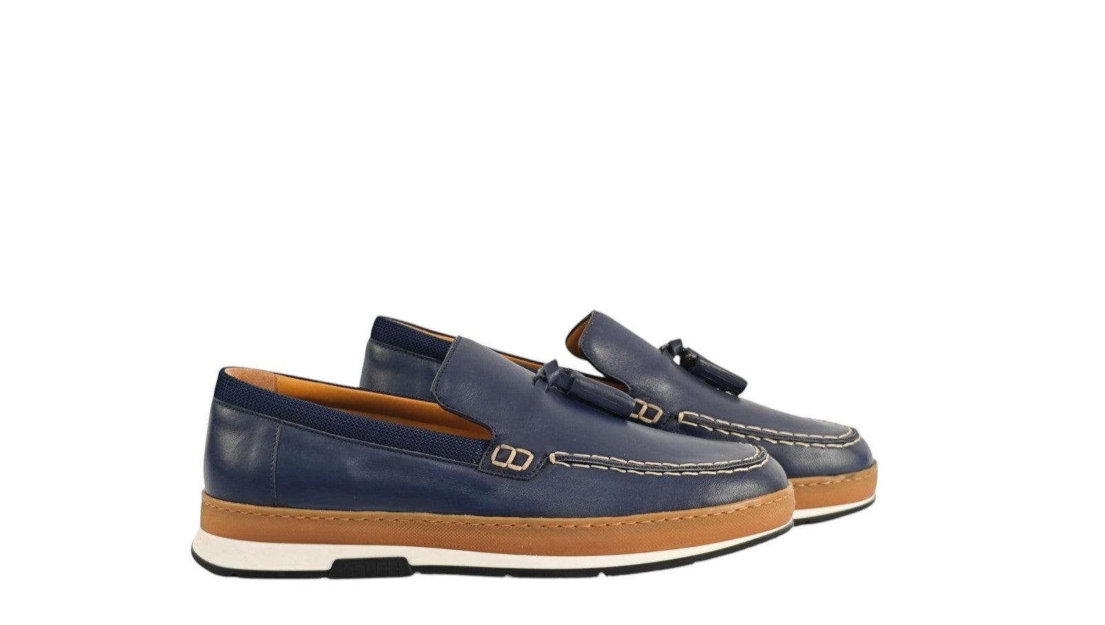 850$ TESTONI "Livorno" SlipOn Casual Loafer Blue Calf 8 UK / 9  US / 42 IT