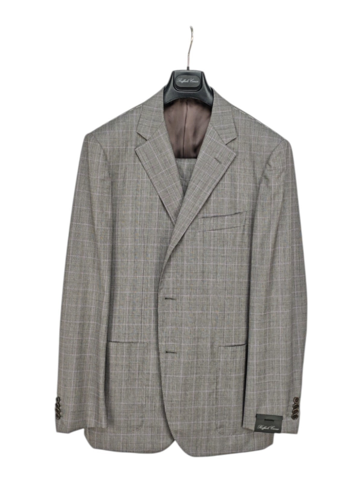 $2200 RAFFAELE CARUSO Gray Checks Suit LORO PIANA New Zeland Wool  44 US / 54 EU