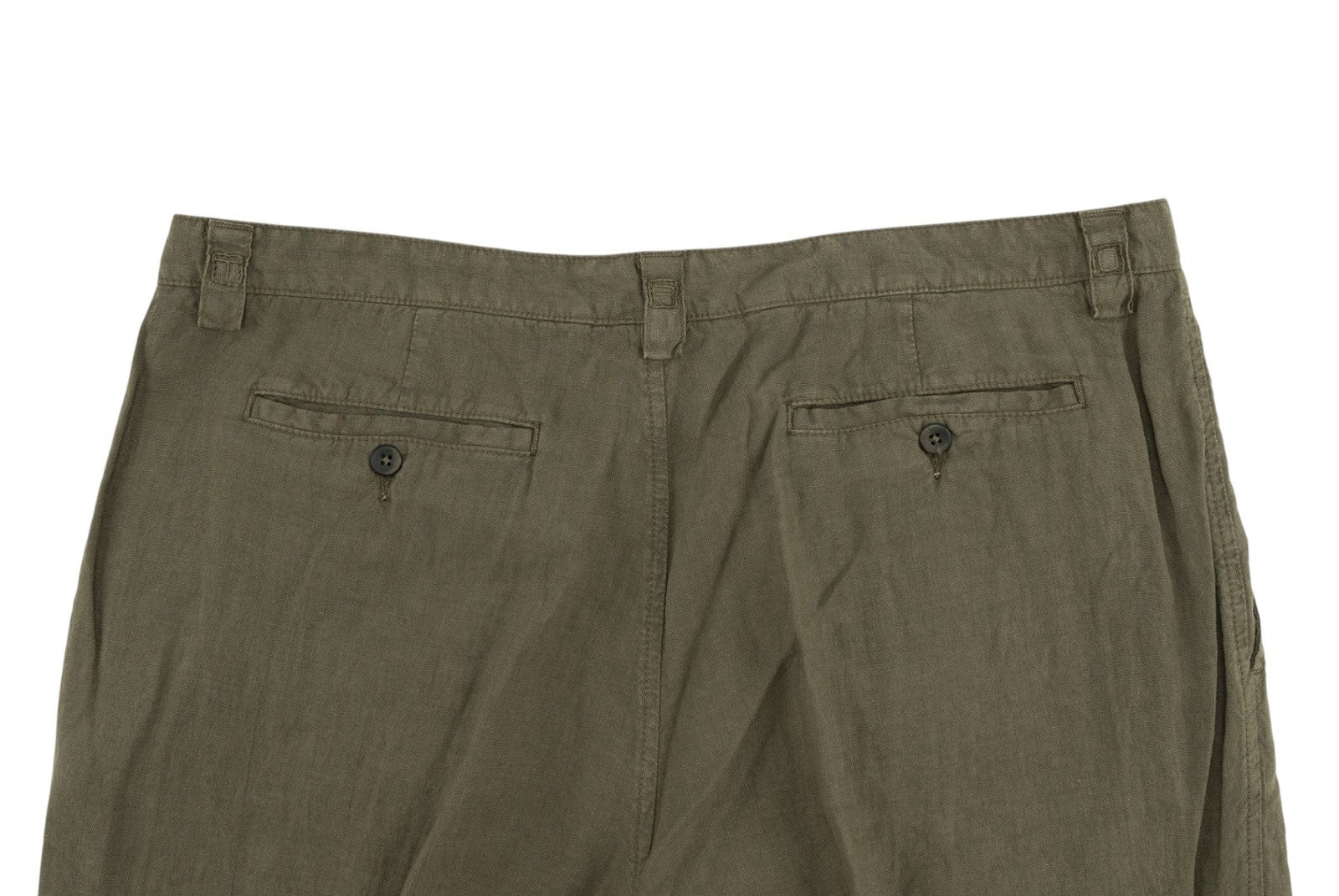 850$ ETRO MILANO Olive Green 100% Linen Pant Relaxed Straight 40 US / 56 EU
