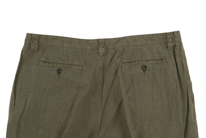 850$ ETRO MILANO Olive Green 100% Linen Pant Relaxed Straight 40 US / 56 EU