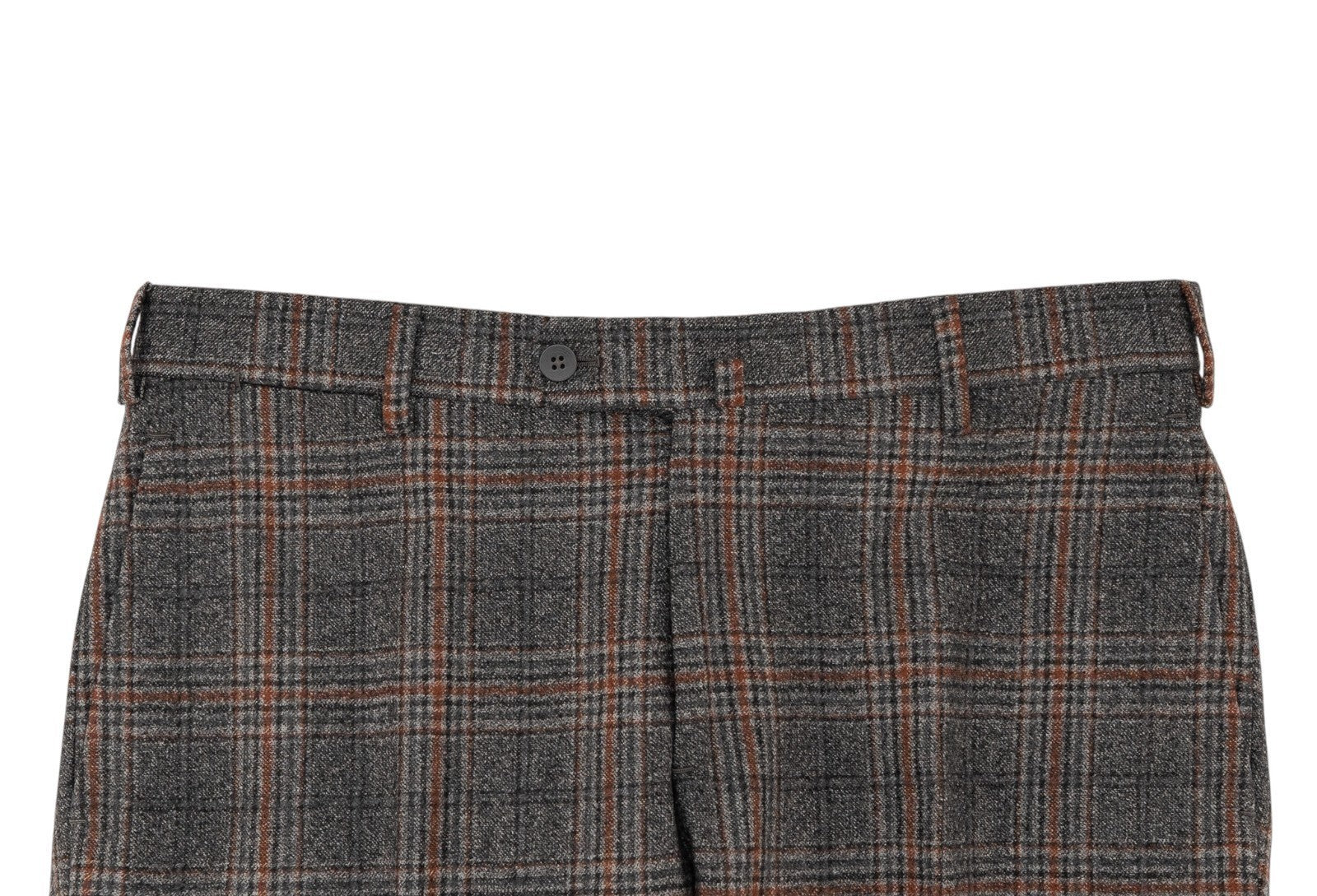 1650$ ISAIA Hand-Sewn Tapered Dress Pant Flannel Wool 130's Gray 32 US / 48 EU