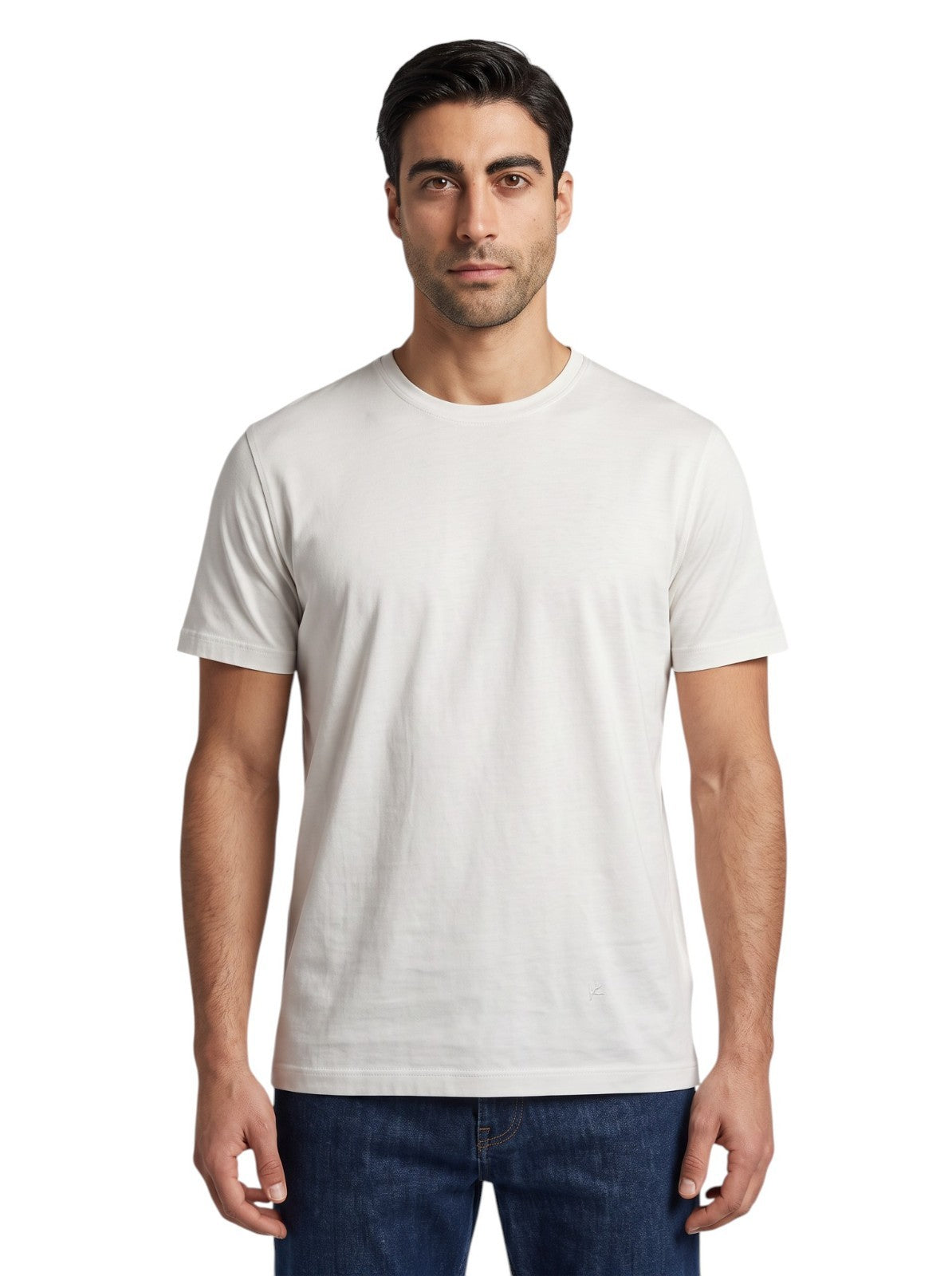 550$ ISAIA NAPOLI White T-Shirt Short Sleeve Cotton LISLE Fil D'ècosse Size XL
