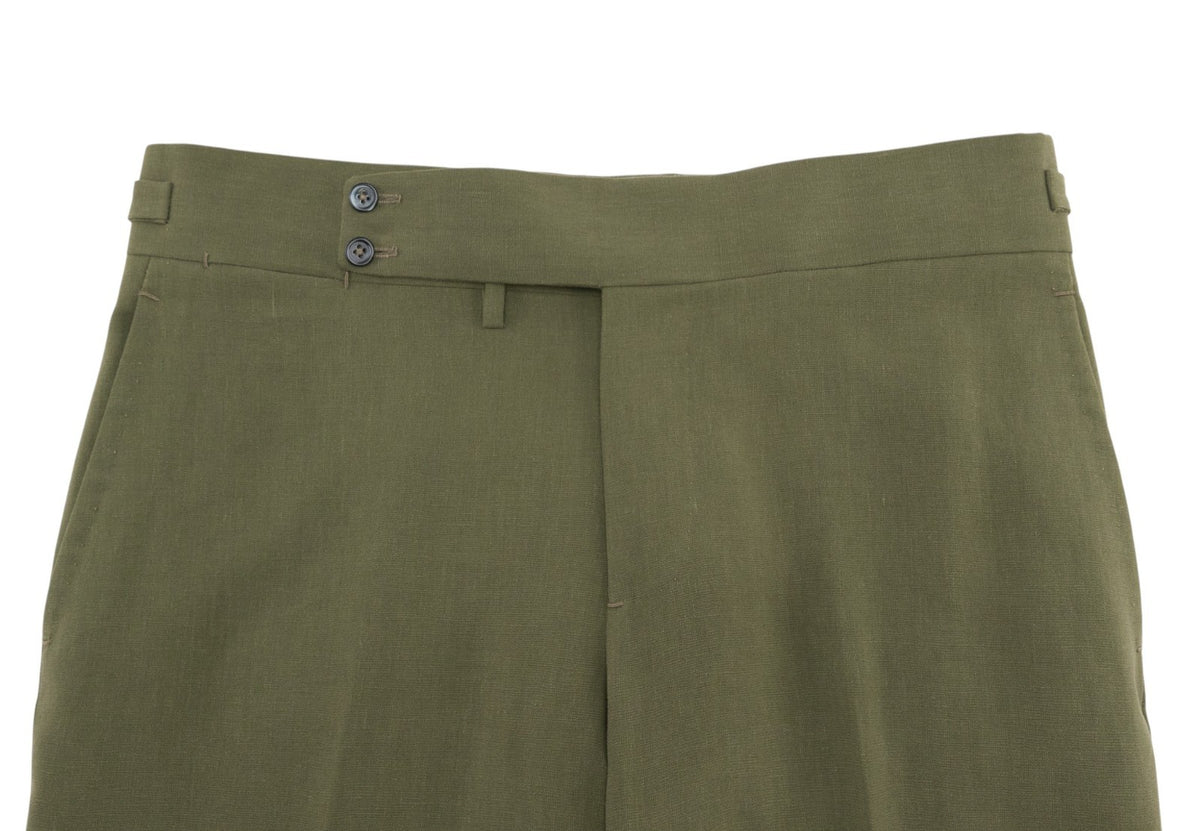 $8395 ISAIA "Domenico" Green Double Breasted Suit 100% Linen 40 US / 50 EU  7C