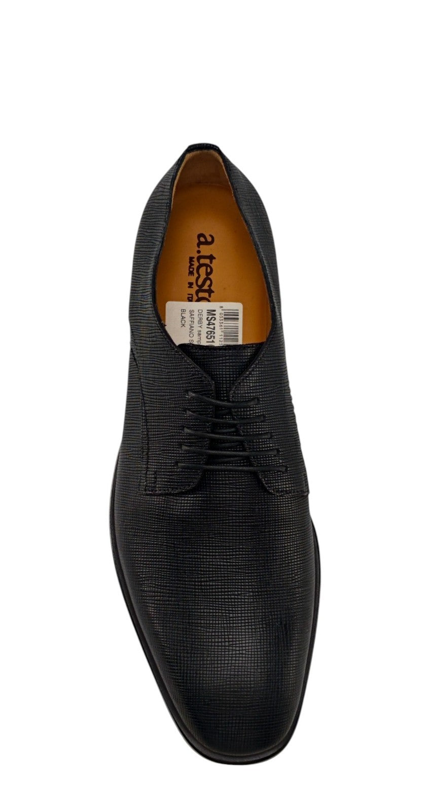 1200$ TESTONI Derby Shoes Saffiano Lux Soft Calf Black 8 UK / 9 US / 42 IT