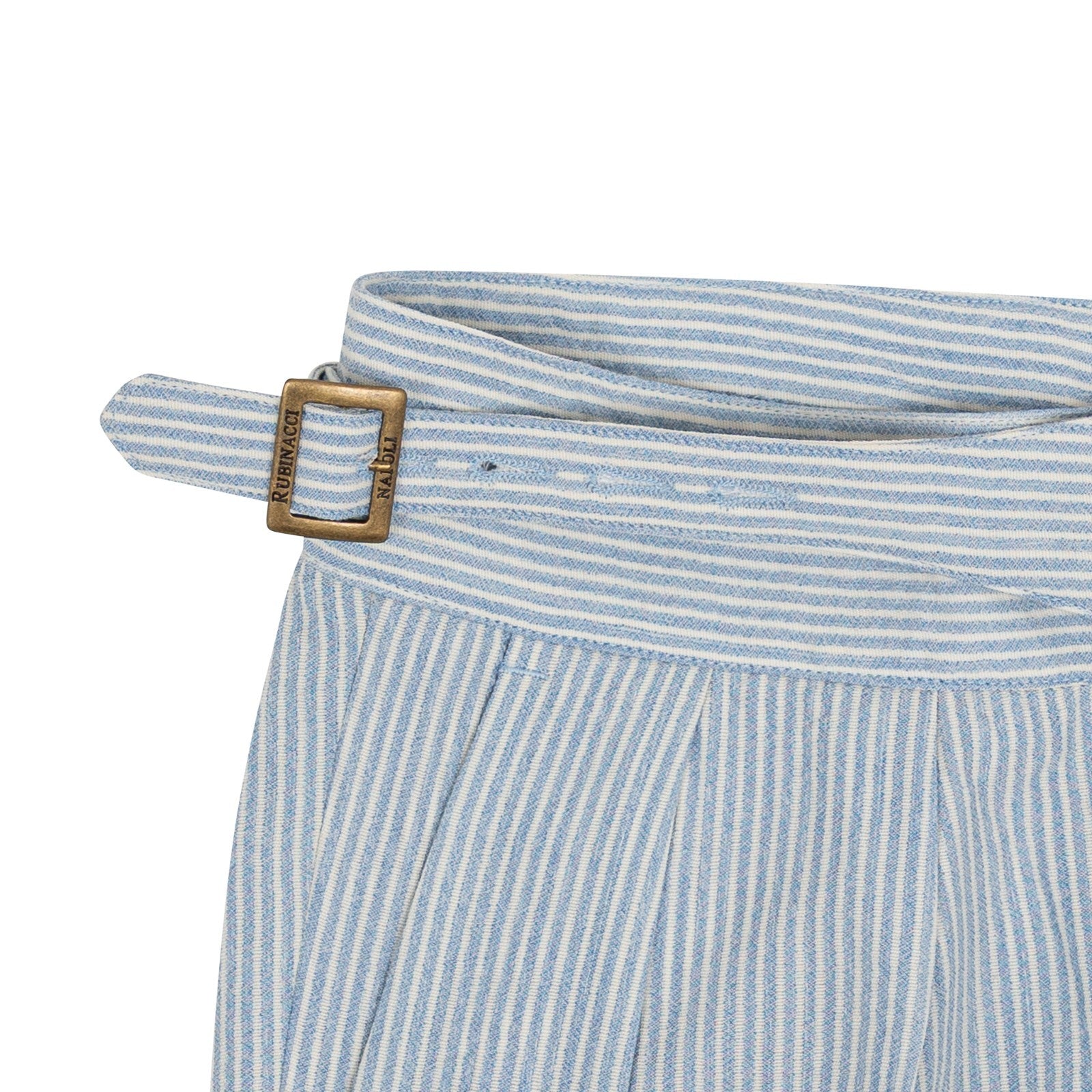 670$ RUBINACCI NAPOLI "Manny" Blue High Rise Pant Wool Silk Linen 28 US / 44 EU
