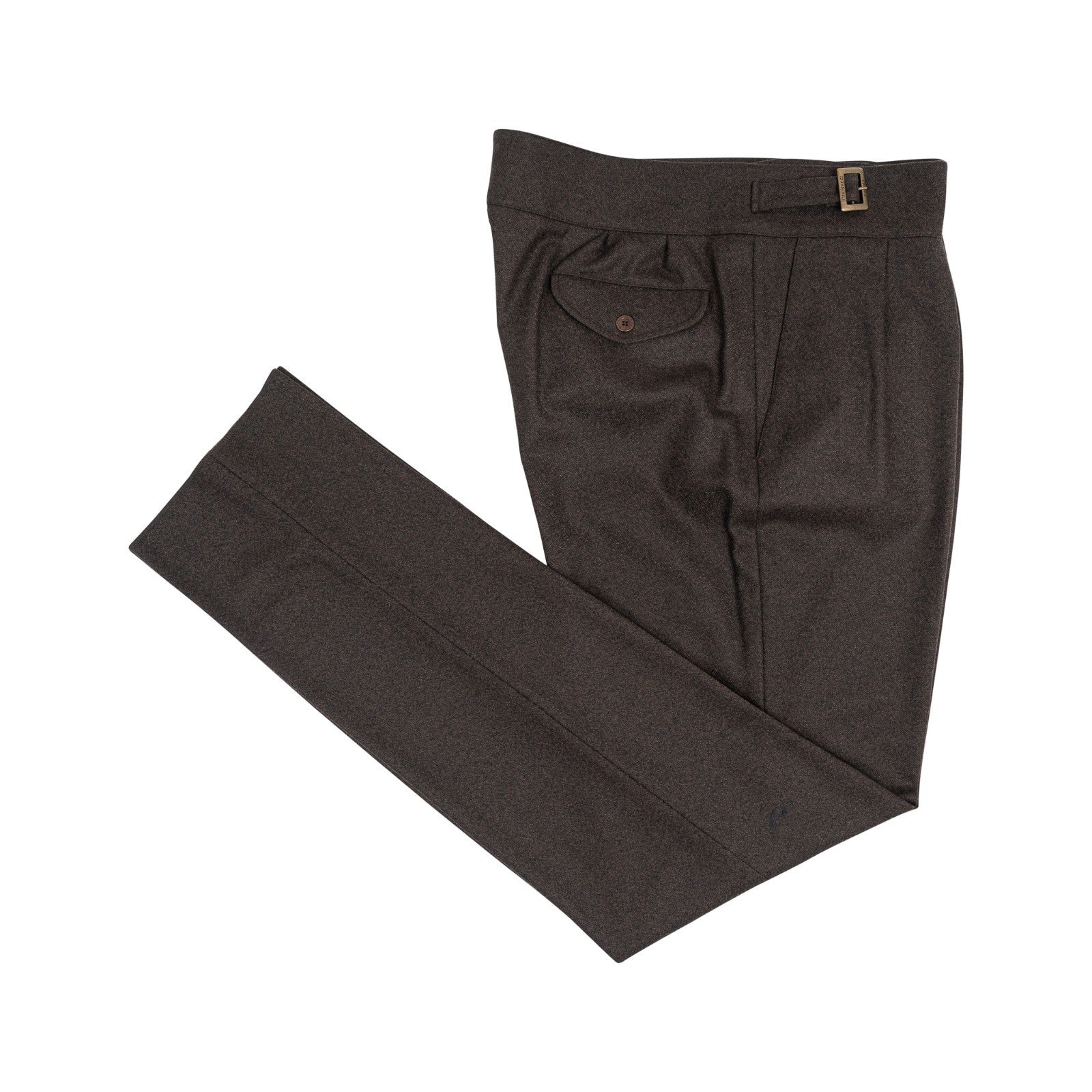 670$ RUBINACCI NAPOLI "Manny" Brown High Rise Pant Flannel Wool 38 US / 54 EU