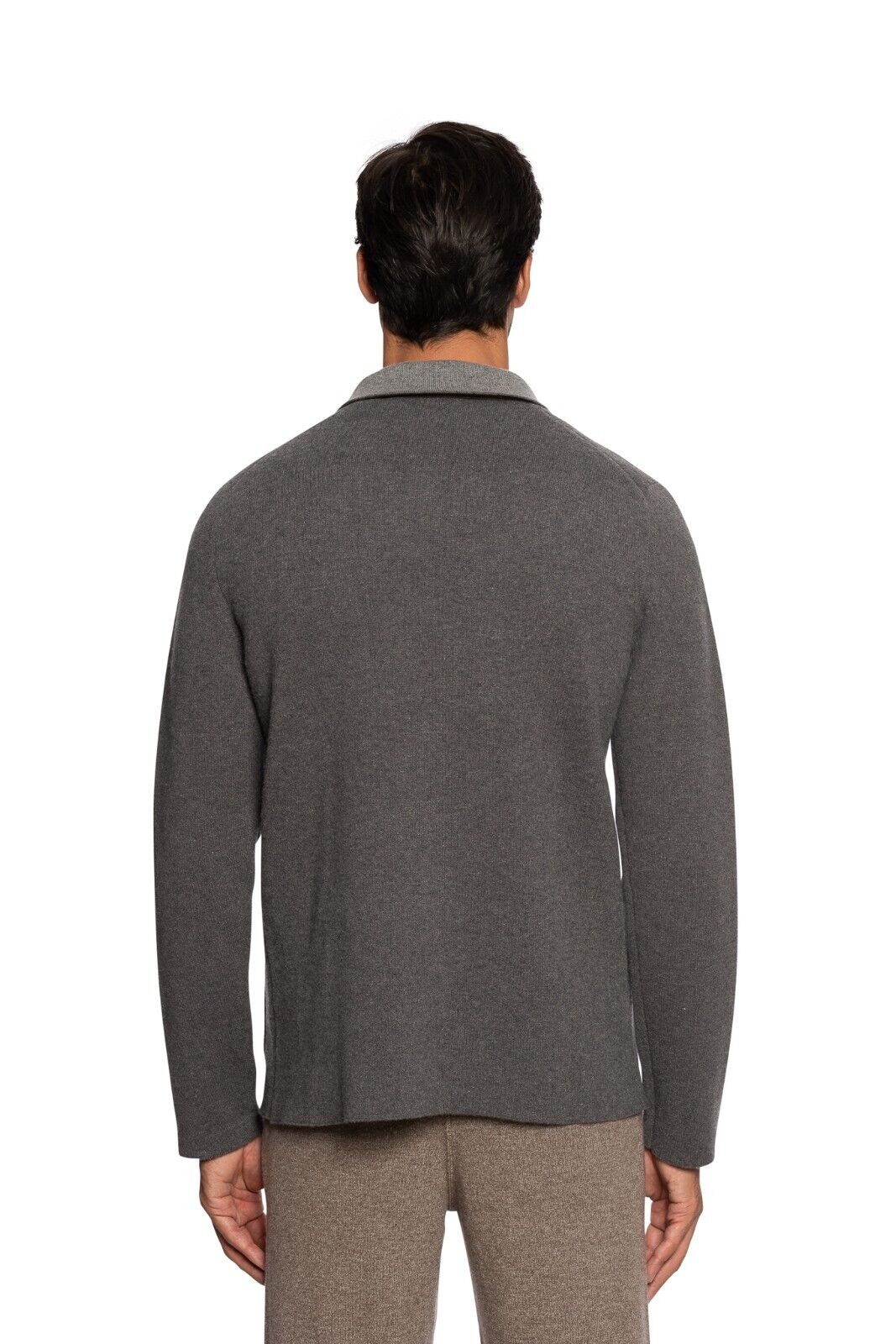 $1800 FEDELI CASHMERE Cardigan Jacket Knit 100% Cashmere + Leather 40 US / 50 EU