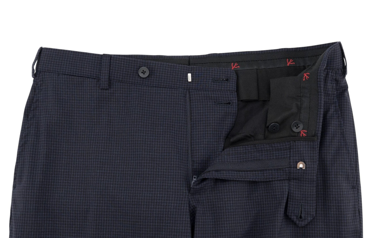 $6700 ISAIA "Gregorio" Dark Blue Suit Checks Fine Wool / Silk 38 US / 48 EU 7R