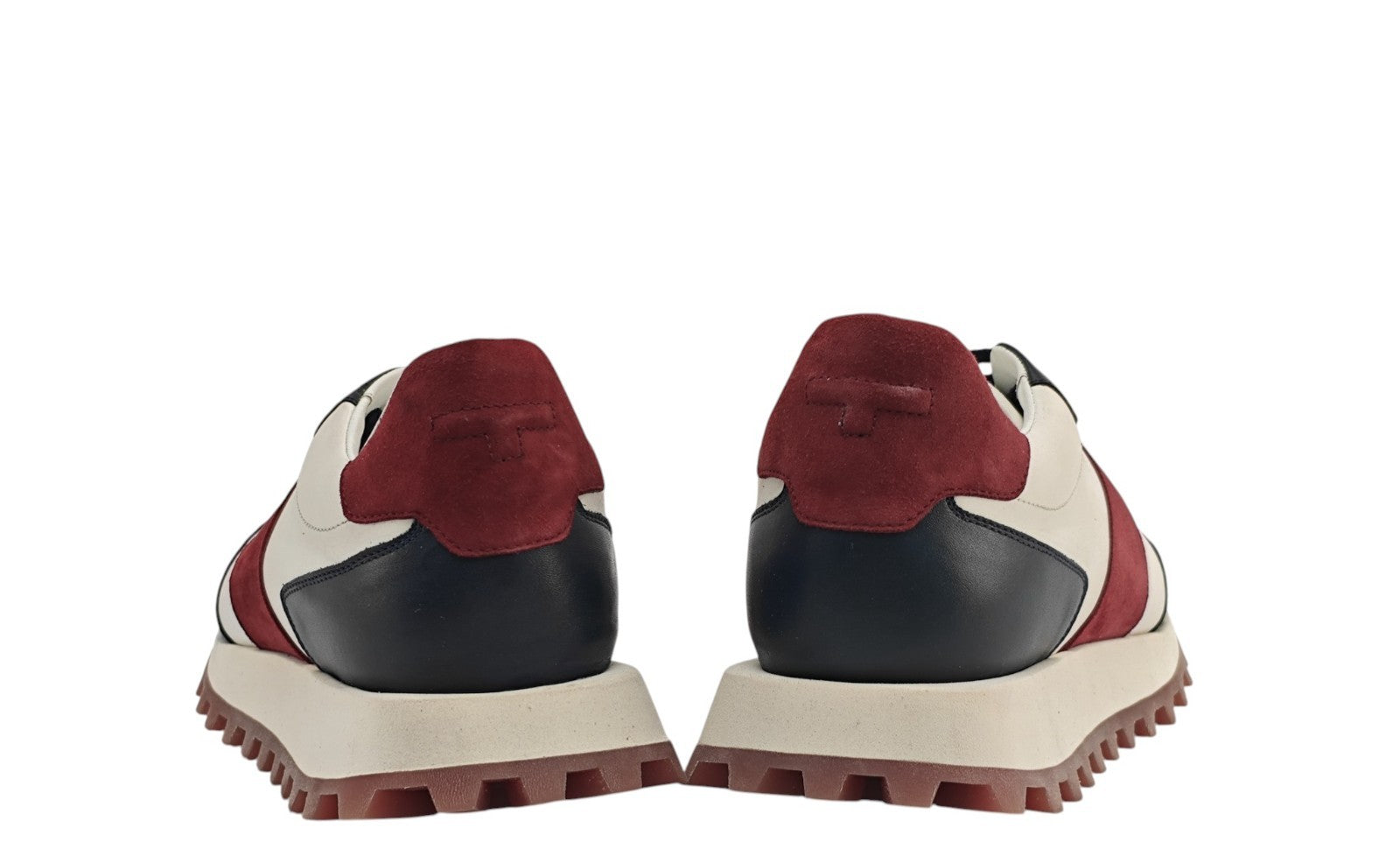 $900 TESTONI BOLOGNA  Sneaker Shoes Sport Calf & Suede Lambrusco / Navy / White