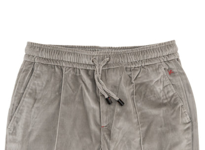 1050$ ISAIA NAPOLI Gray Drawstring Pant Velvet Cotton Tapered Fit