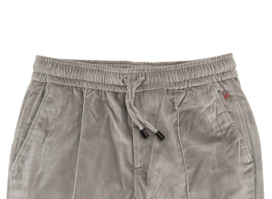 1050$ ISAIA NAPOLI Gray Drawstring Pant Velvet Cotton Tapered Fit