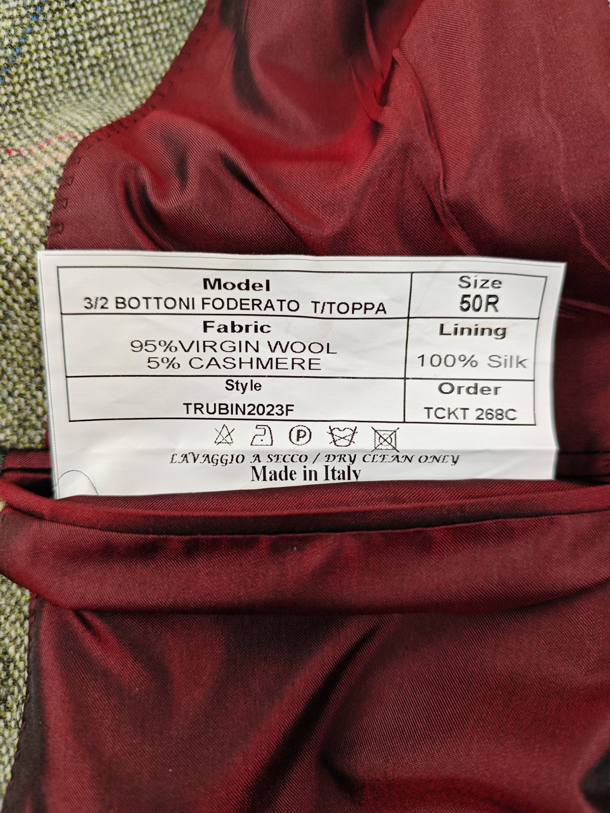 $1950 RUBINACCI NAPOLI Green Checks Jacket Sport Coat Cashmere Wool  40 US 50 EU