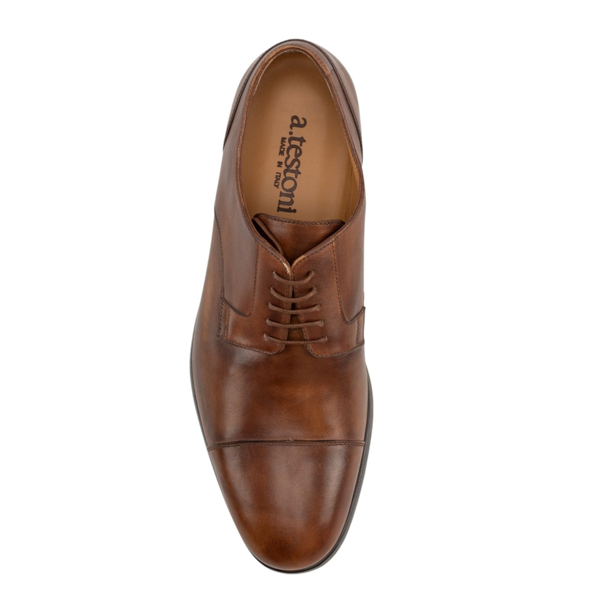 1200$ TESTONI Derby Shoes Antique Calf Leather Caramel 8 UK / 9 US / 42 IT
