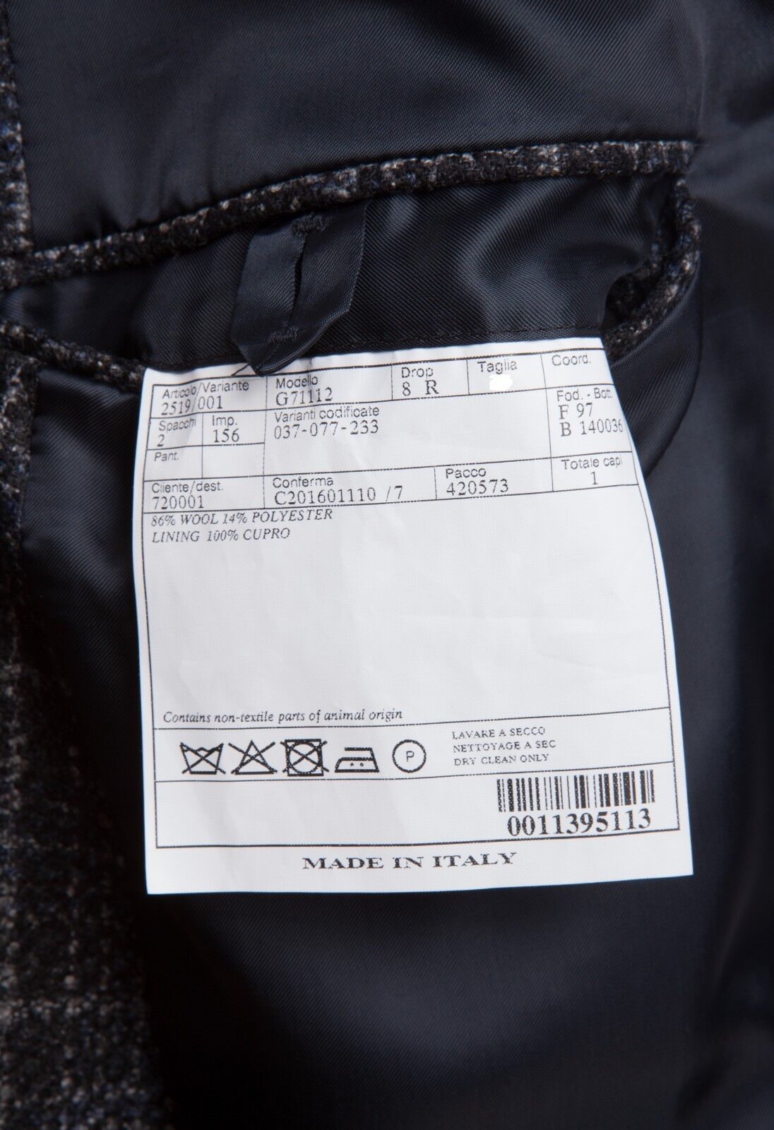 $2245 BELVEST Check Dark Blue Wool Jacket Double Breasted US 40 / 50 EU  8R Slim