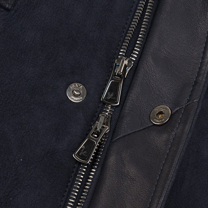 14500$ ISAIA NAPOLI Dark Blue Field Jacket Suede Lambskin 38 US / 48 EU 8R