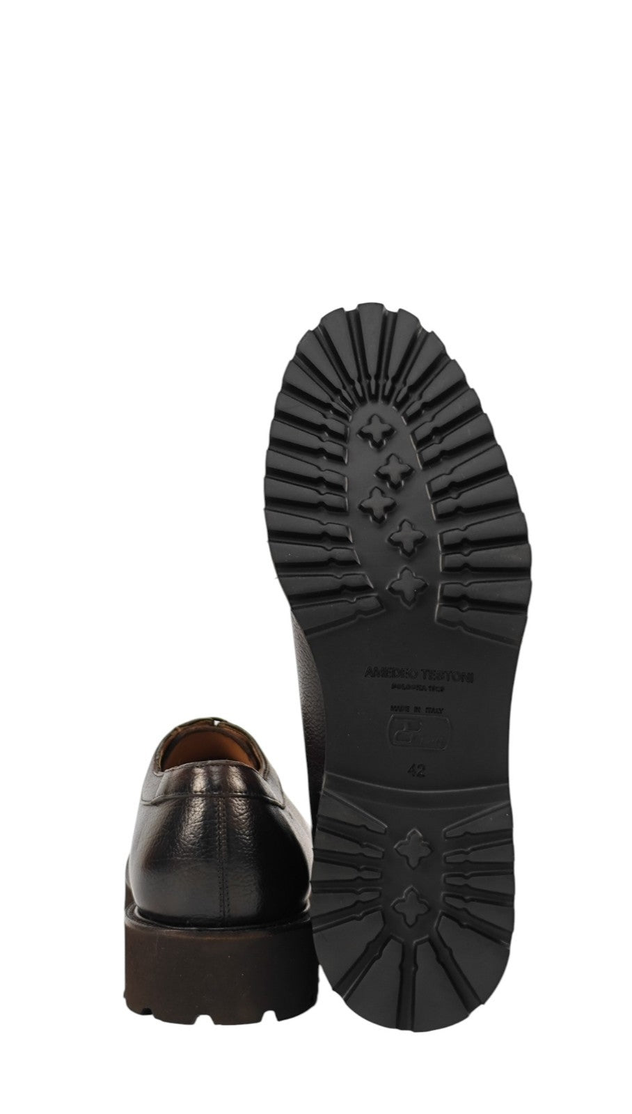 960$ TESTONI "Custoza" Oxford Shoes Buffalo Printed Calf Cigar 8 UK  9 US  42 IT