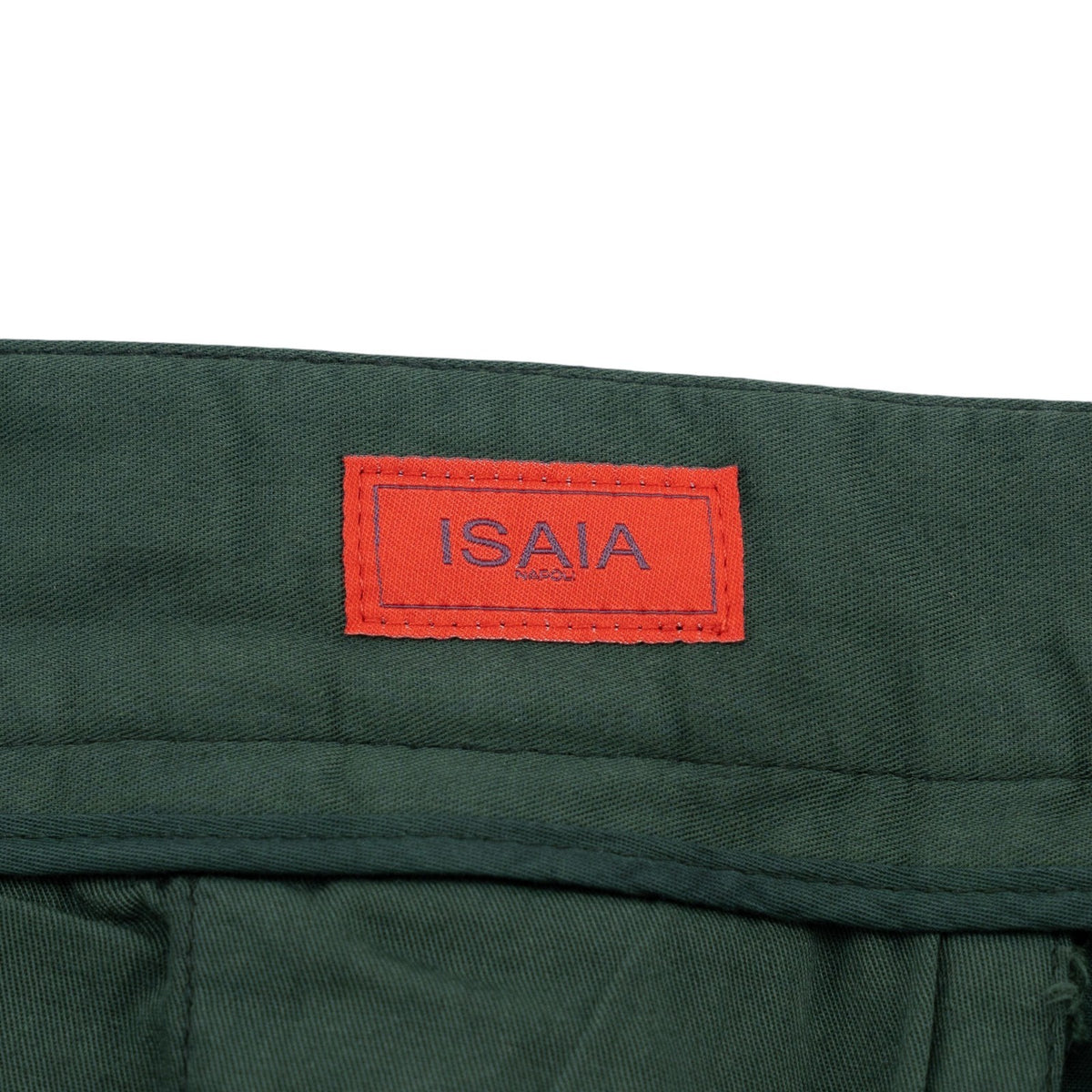 850$ ISAIA NAPOLI Dark Green Chino 5 Pocket Pant Cashmere Cotton Slim Fit