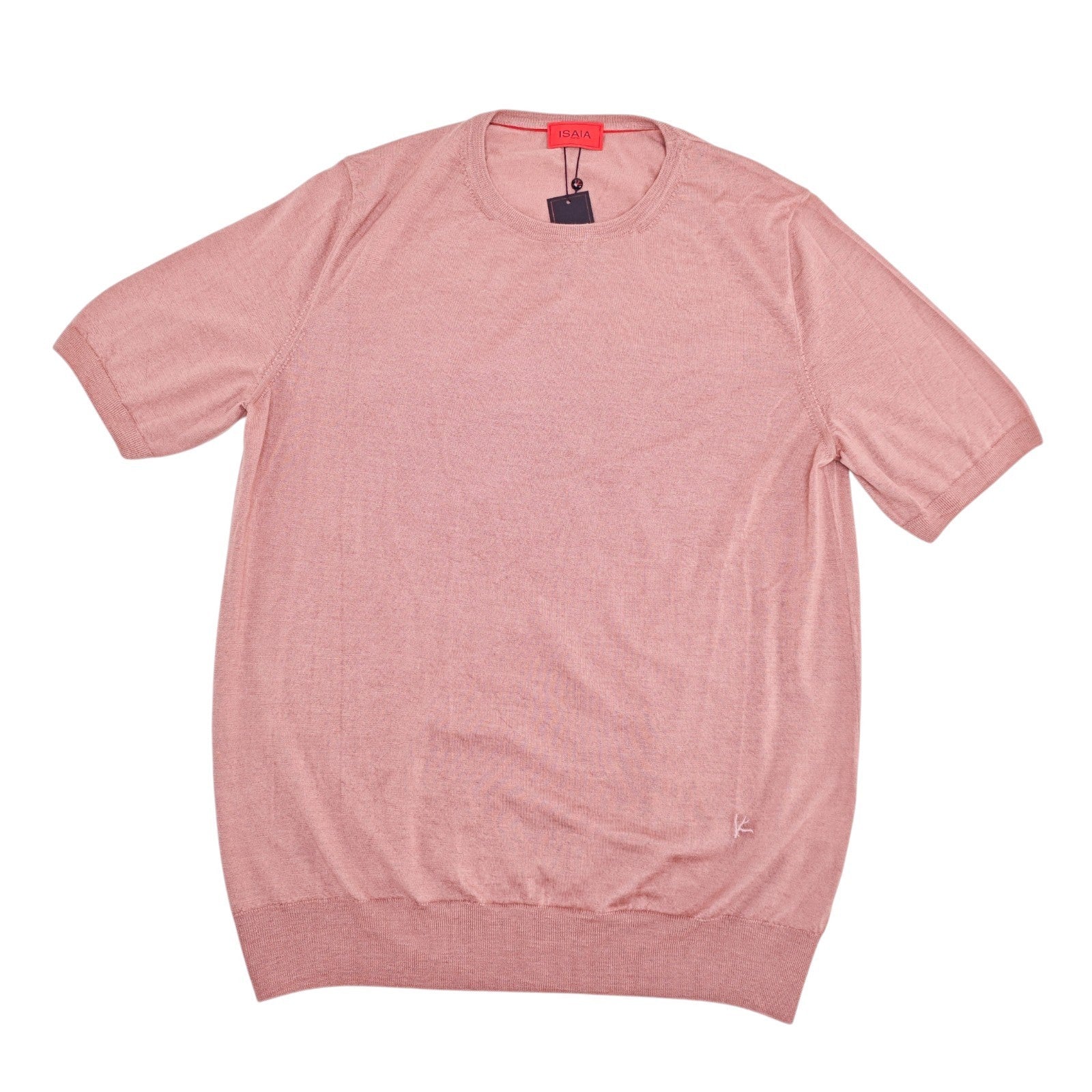 1525$ ISAIA NAPOLI Pink T-Shirt Crewneck Sweater Wool Cashmere - Silk Size M