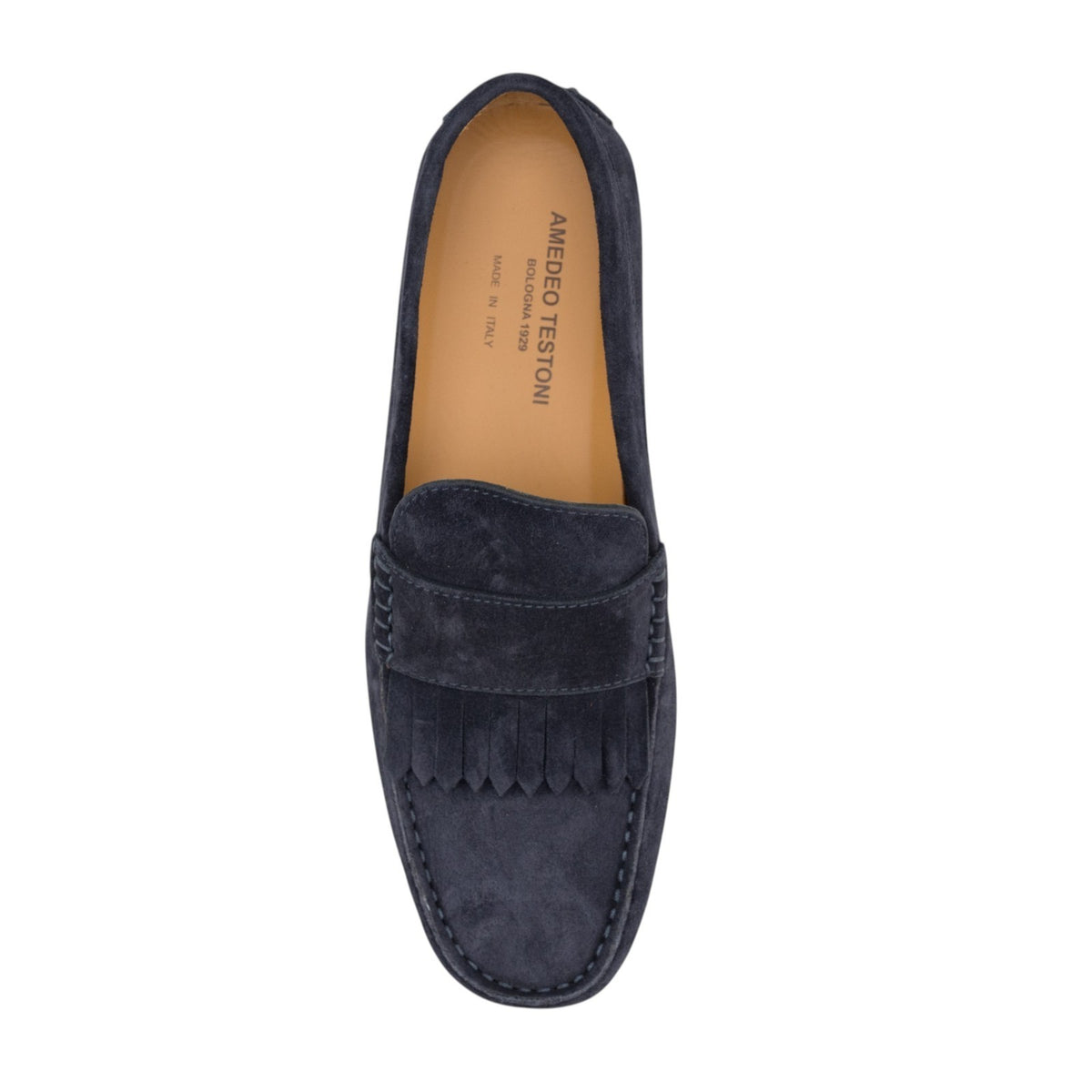 1200$ TESTONI "Portocervo" Driver Loafer Shoes Suede Calf Navy 8 UK 9 US / 42 IT