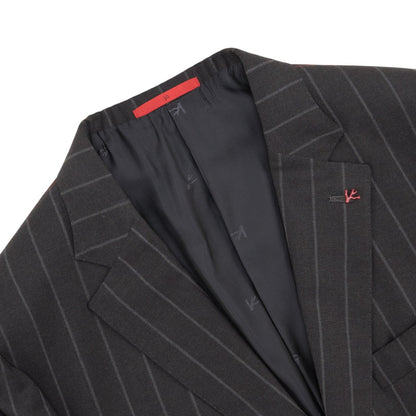 $6850 ISAIA NAPOLI "Gregorio" Dark Gray Suit Hand-Sewn Fine Wool Striped