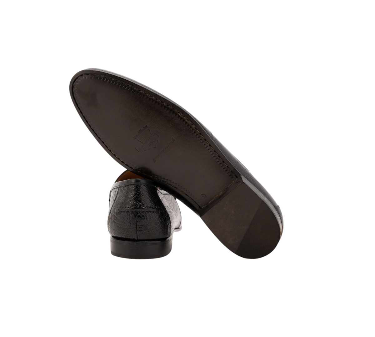 2200$ CORTINA Penny Loafers Shoes Black 100% Ostrich Leather 9 UK / 10 US  43 IT