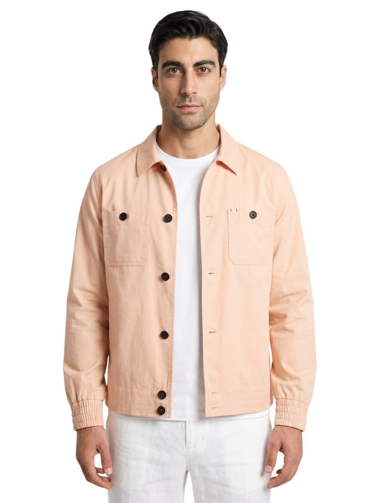 $1350 ISAIA NAPOLI Peach Hand-Sewn Jacket Shirt Fine Cotton 36 US / 46 EU