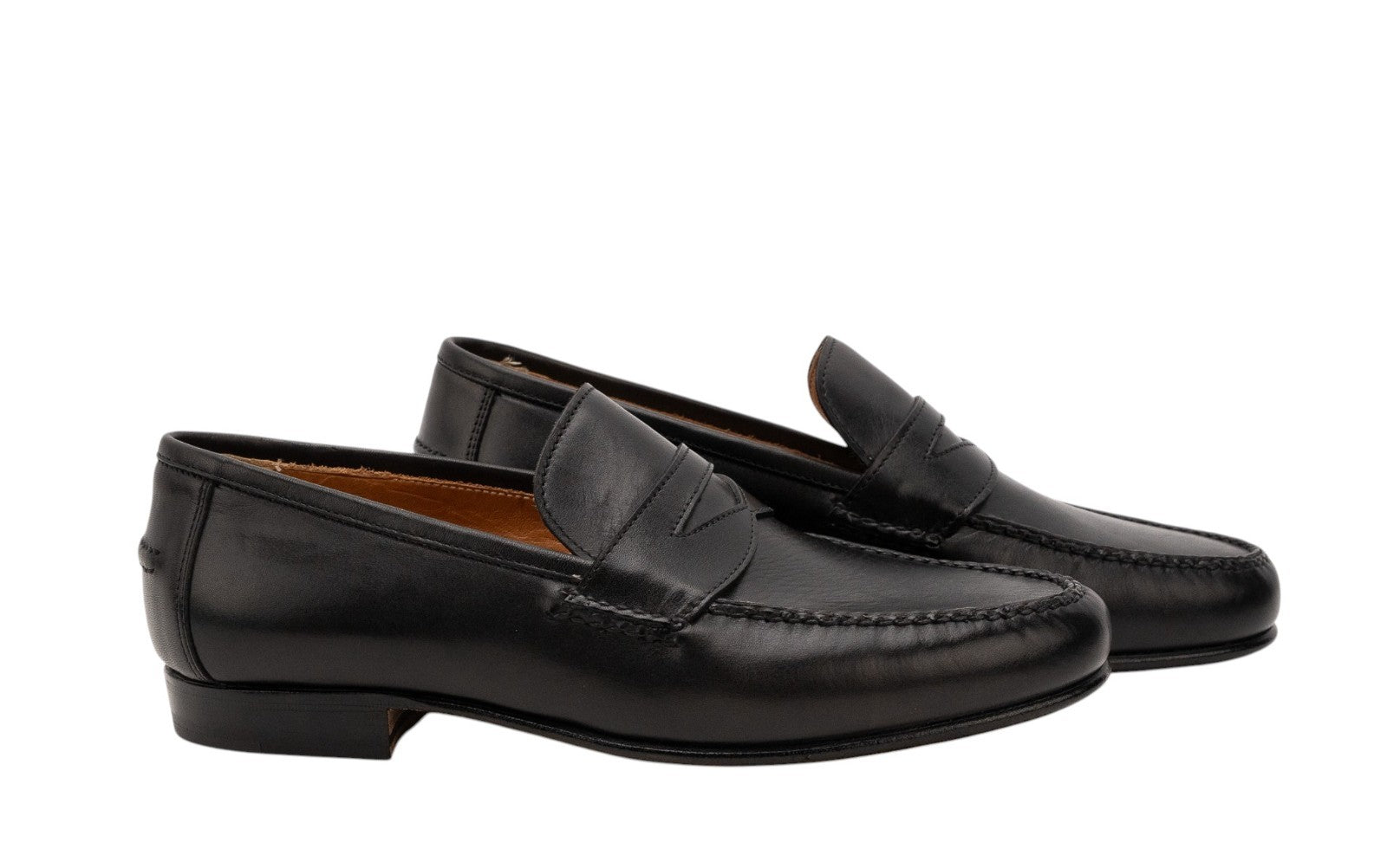 1655$ Luxury EDWARD GREEN Leather Penny Loafer Shoes Handmade Black