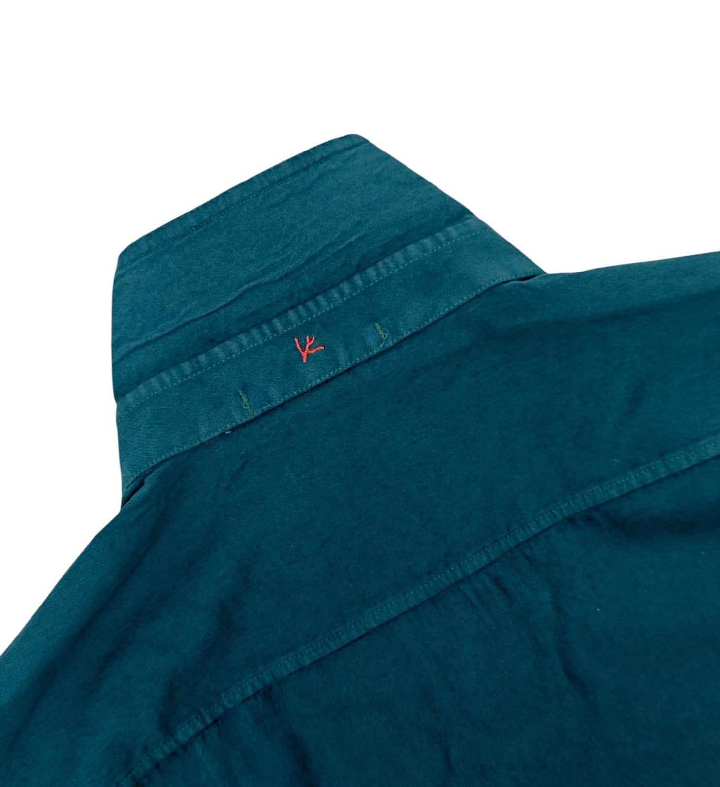 $1250 ISAIA NAPOLI Green Petroleum Hand-Sewn Overshirt Jacket Cotton - Silk