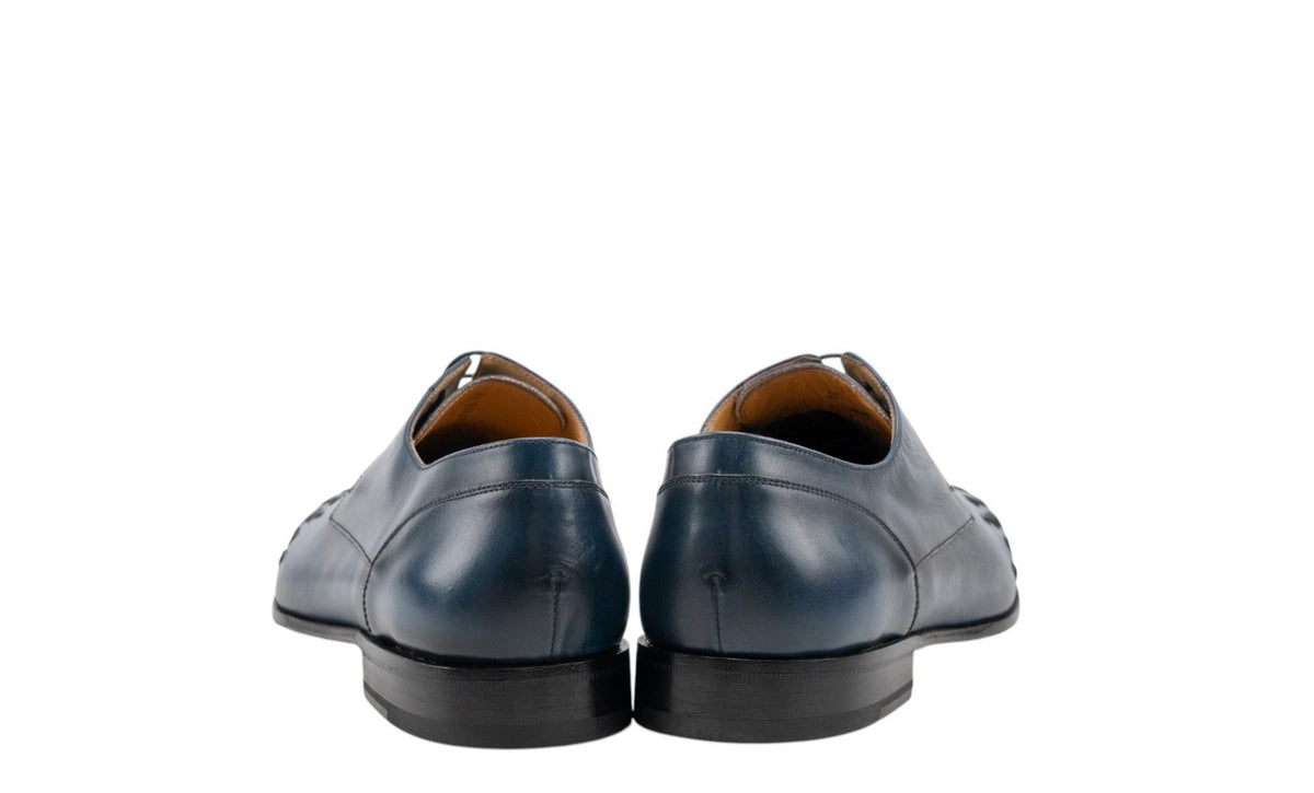 1200$ TESTONI "Portonovo" Derby Shoes Soft Calf Blue 10 UK / 11 US / 44 IT