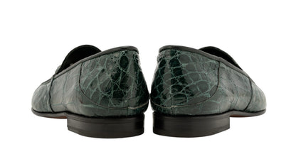 4500$ MARTEGANI 1891 Loafer Shoes 100% ALLIGATOR Green 7.5 UK / 8.5 US / 41.5 IT