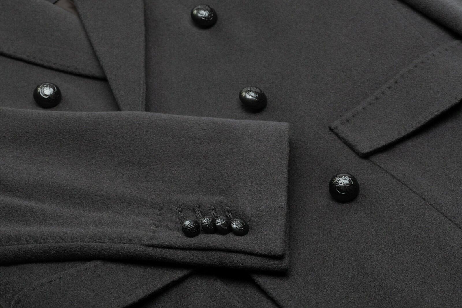 1100$ CORNELIANI Coat Grey Double Breasted Wool / Cashmere 40 US / 50 EU Regular