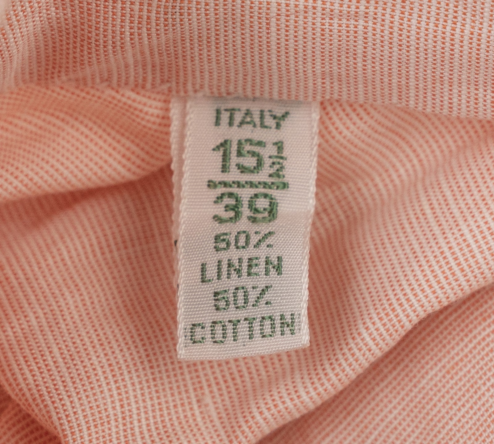 450$ LUIGI BORRELLI Dress Shirt Solmon Pink 100% Cotton 8 Hand Steps 15.5-39