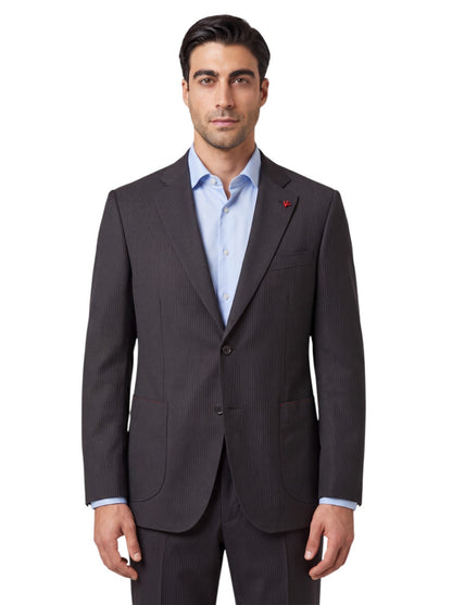 $6850 ISAIA NAPOLI "Capri" Black Suit Hand-Sewn Fine Wool Striped 8R