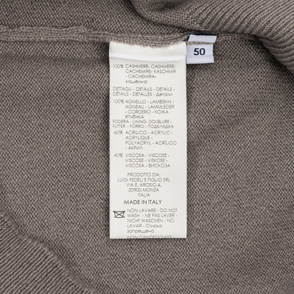 $1400 FEDELI CASHMERE Gray Sweater Half Zip 100% Cashmere / Lambskin 40 US 50 EU
