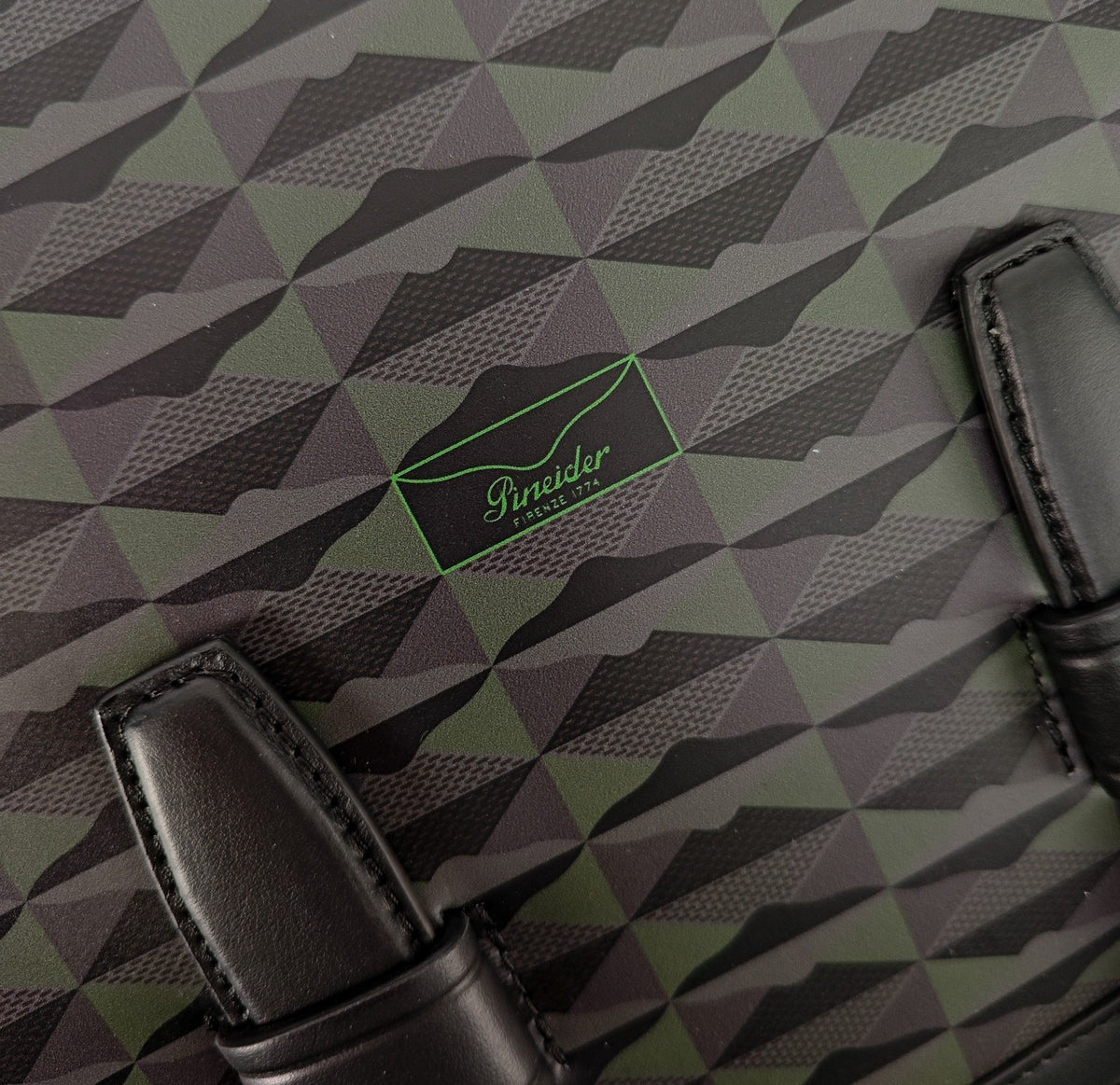 1250$ PINEIDER FIRENZE 1774 "New Empress" Calf PC Briefcase Bag Black / Green