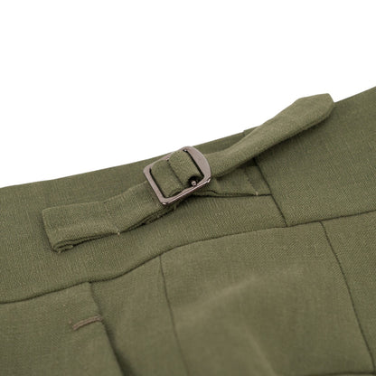 $8395 ISAIA "Domenico" Green Double Breasted Suit 100% Linen 40 US / 50 EU  7C