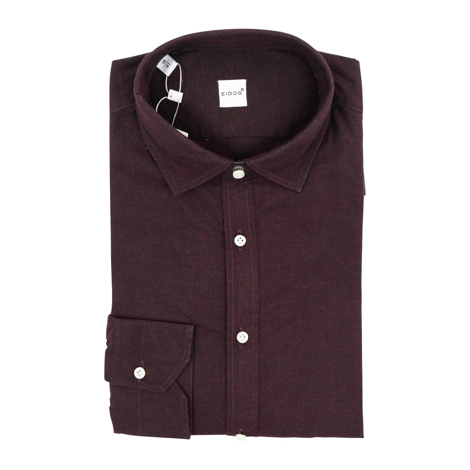 350$ EIDOS by ISAIA NAPOLI Burgundy Casual Shirt Washed Cotton