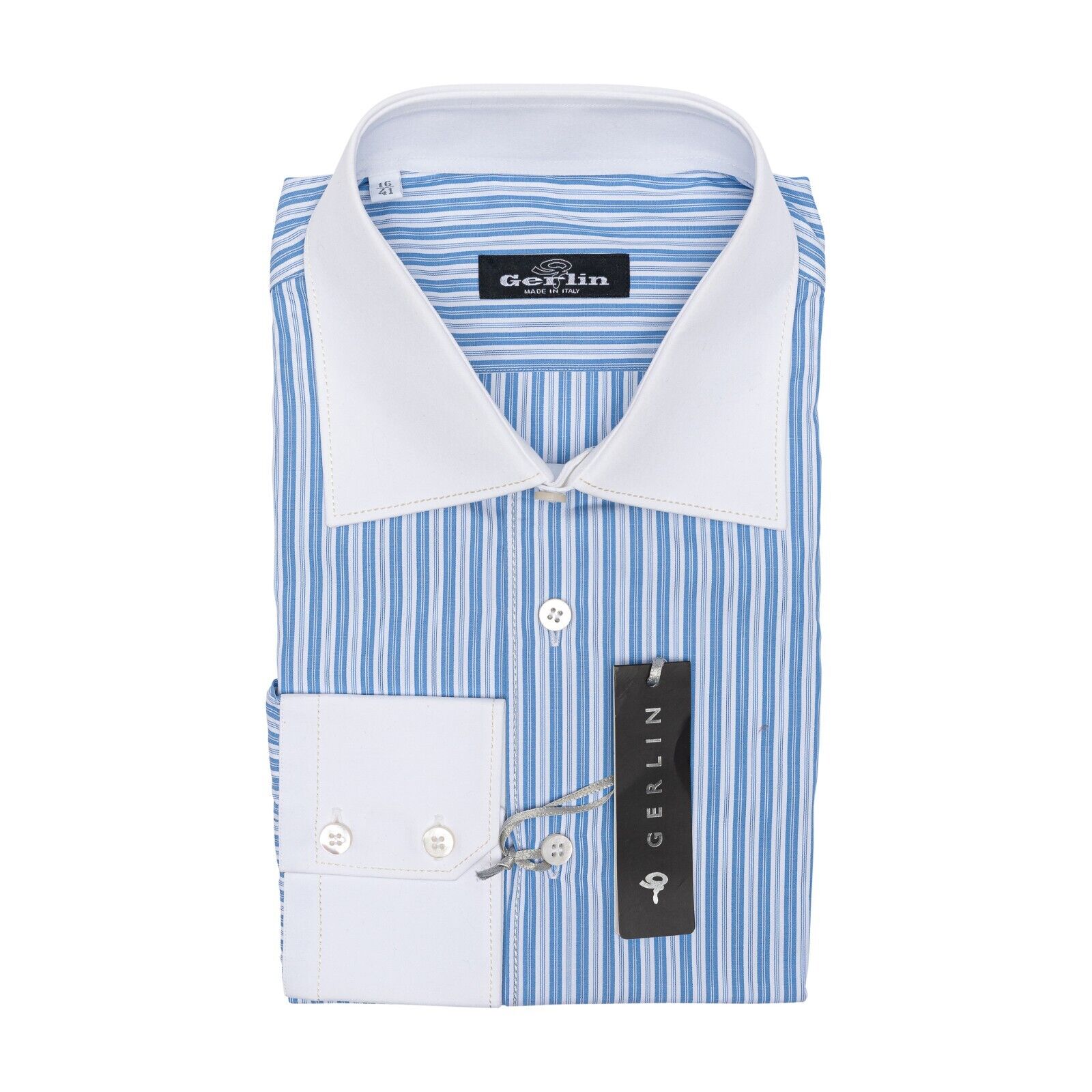690$ ITALIAN LUXURY GERLIN Shirt Blue Cotton 16 - 41 9E BIJAN