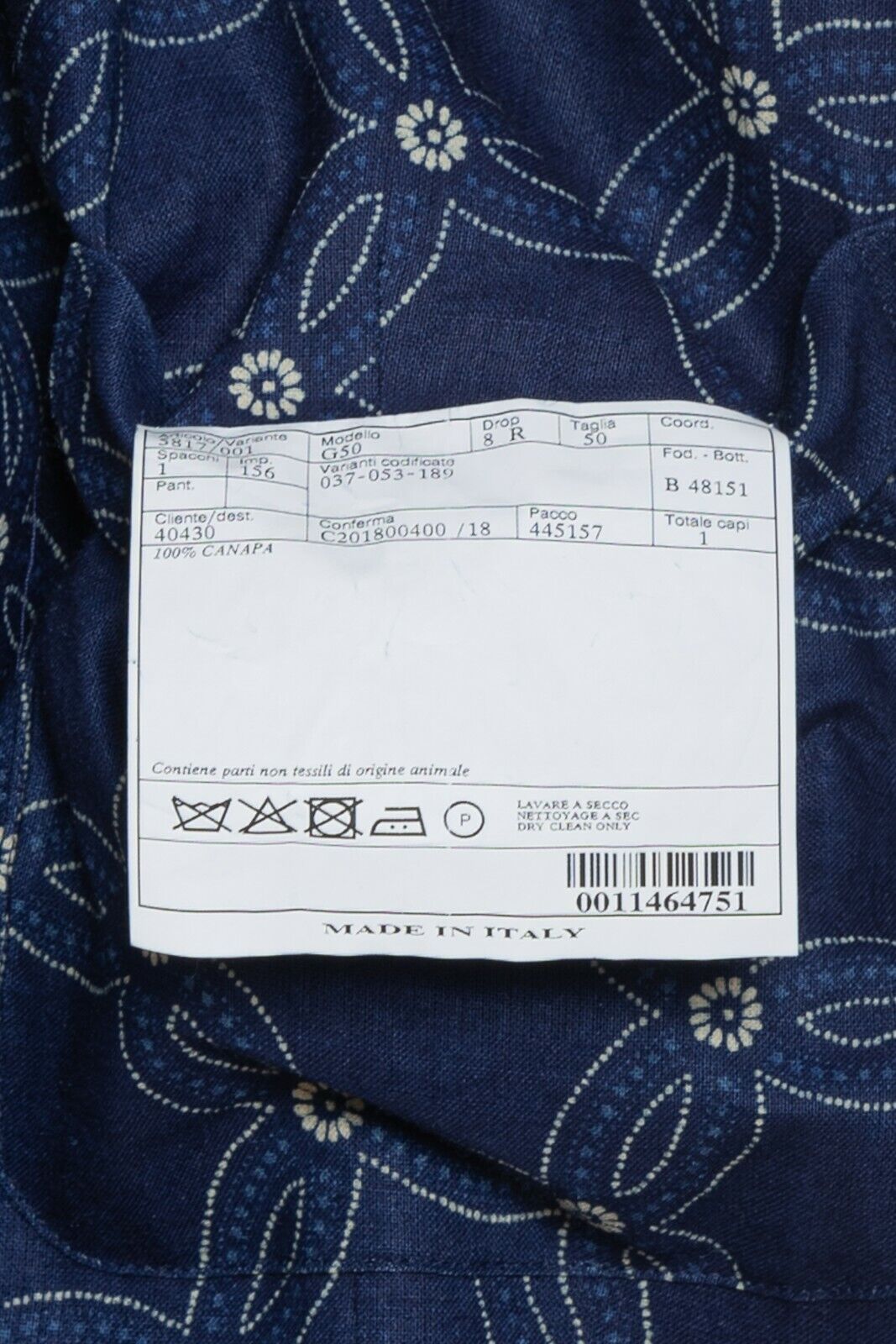 2290$ BELVEST Jacket Blue Hemp Ultra Light Natural Indigo Dye 40 US / 50 EU 8R