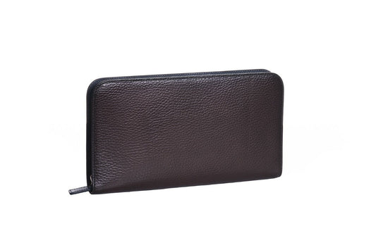 ARALDI MILANO 1930 Dark Brown TAMPONATO Leather Clutch Bag Travel Wallet Handbag