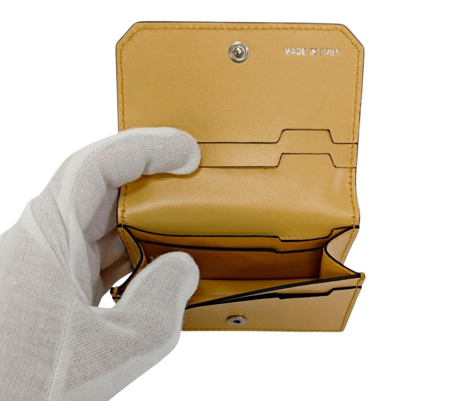 260$ PINEIDER FIRENZE 1774 Compact Folded Card Holder Saffiano Calf Egg