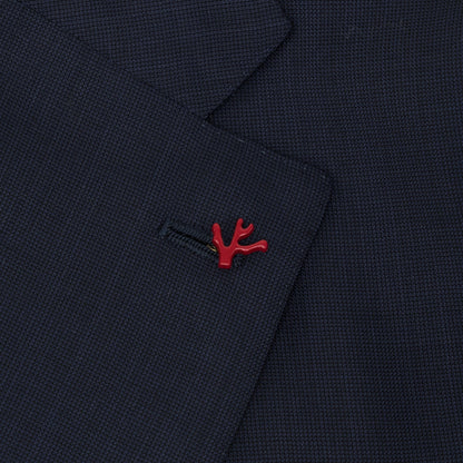 $6950 ISAIA "Amalfi" Blue Hand-Sewn Suit Fine Wool Textured 44 US / 54 EU 9R