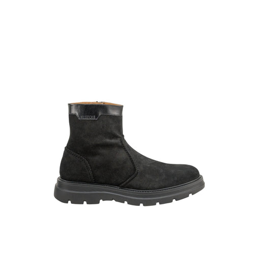 1550$ TESTONI Combat Zip Boot Shoes Suede + Plain Calf Black 8 UK / 9 US / 42 IT