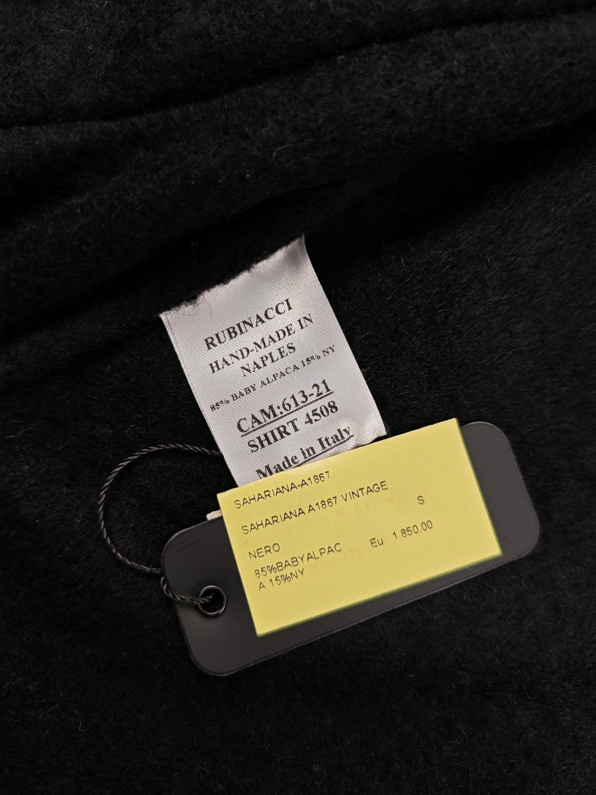 $2300 RUBINACCI NAPOLI Black Sahariana Jacket Baby Alpaca Size S