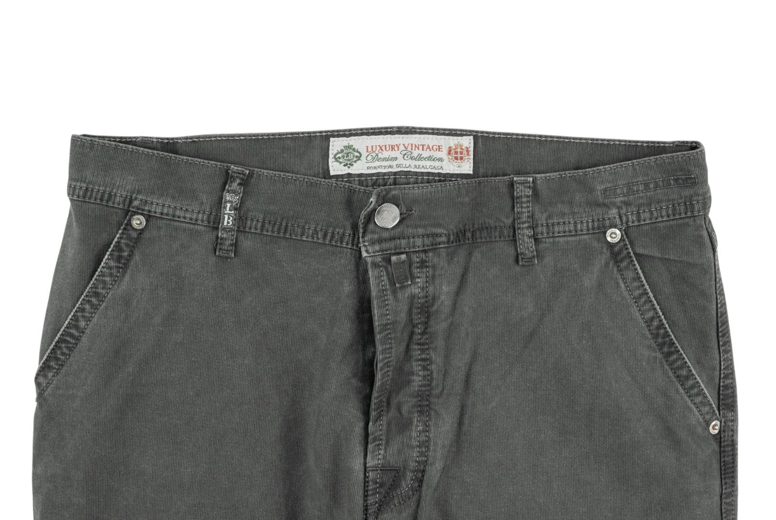 415$ LUIGI BORRELLI NAPOLI Dark Grey Jeans Cotton 33 US / 49 EU - Made in Italy